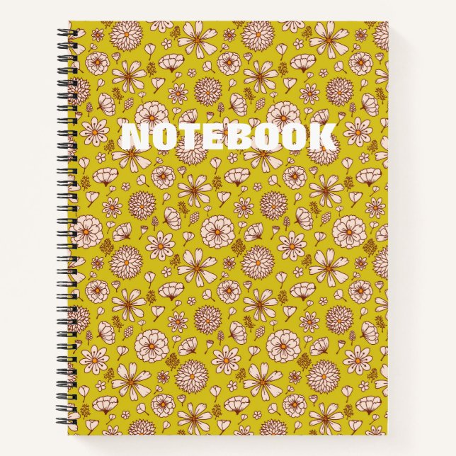 Seamless Floral pattern yellow Notebook (Front)