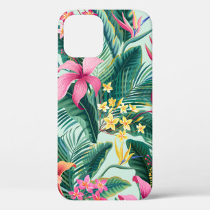 seamless floral tropical pattern with hibiscus and iPhone 12 case