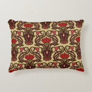 Seamless floral wallpaper in art nouveau style, Vi Accent Pillow