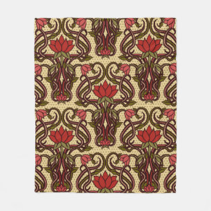 Seamless floral wallpaper in art nouveau style, Vi Fleece Blanket