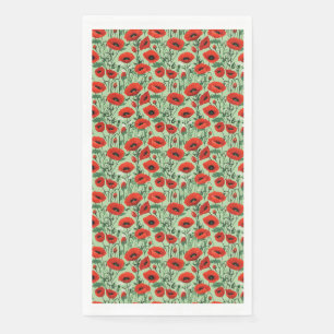 Seamless Floral With Red Poppies and White Daisies Napkin