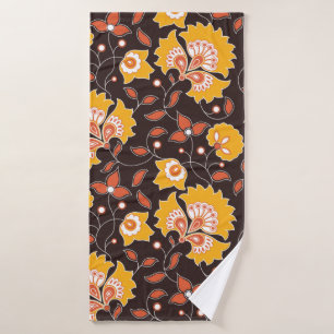 seamless flower coloured indian style pattern on b bath towel
