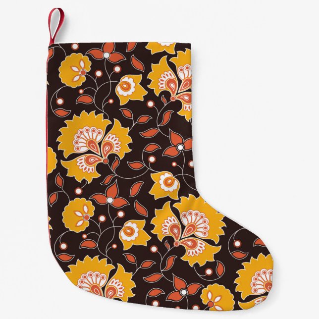 seamless flower coloured indian style pattern on b small christmas stocking (Front)