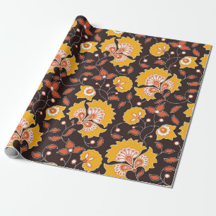 seamless flower coloured indian style pattern on b wrapping paper