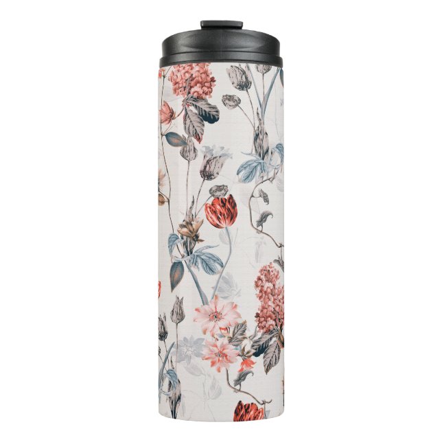 seamless flower design with light backgroundflower thermal tumbler (Front)