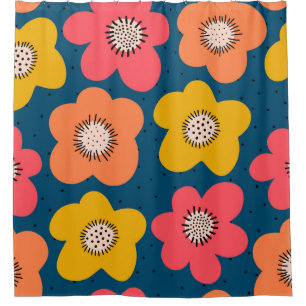 Seamless flower pattern. Bold florals Scandinavian