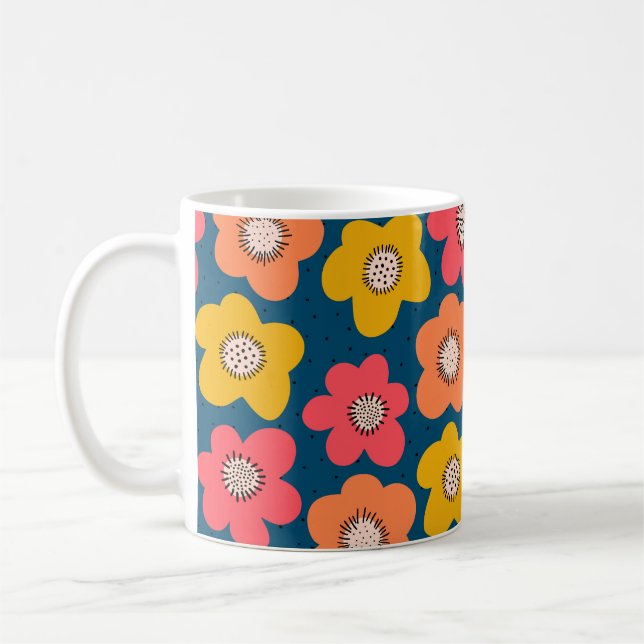 Seamless flower pattern. Bold florals Scandinavian Coffee Mug (Left)