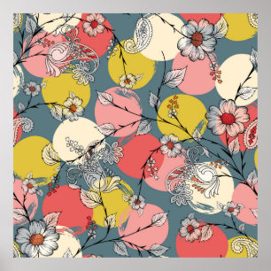 Seamless flower pattern on backgroundfloral, patte poster