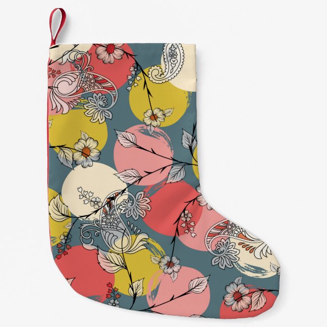 Seamless flower pattern on backgroundfloral, patte small christmas stocking (Front)