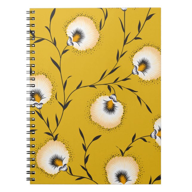 seamless flower pattern on yellowabstract,art,flow notebook (Front)