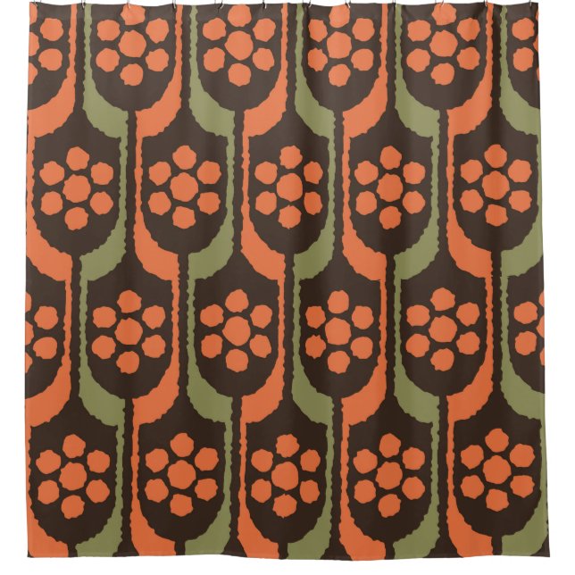 Seamless flower repeat pattern orange gold50s,60s, (Front)