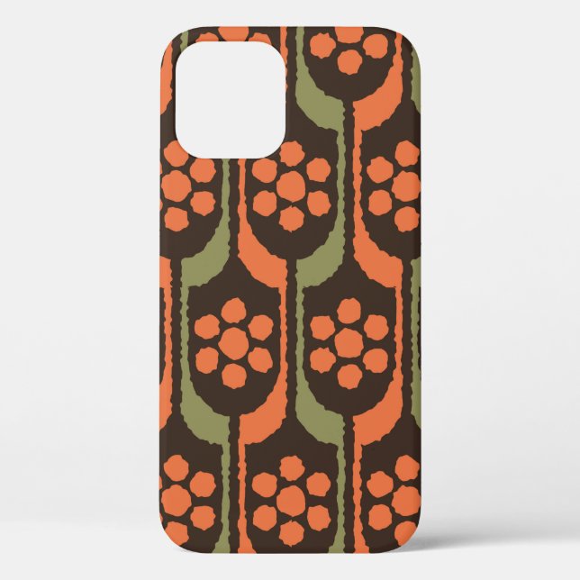 Seamless flower repeat pattern orange gold50s,60s, Case-Mate iPhone case (Back)