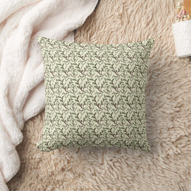 Seamless Forest Leaves Pattern Dark Botanical  Throw Pillow (Blanket)