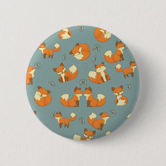 Seamless Fox and Butterfly Pattern 2 Inch Round Button