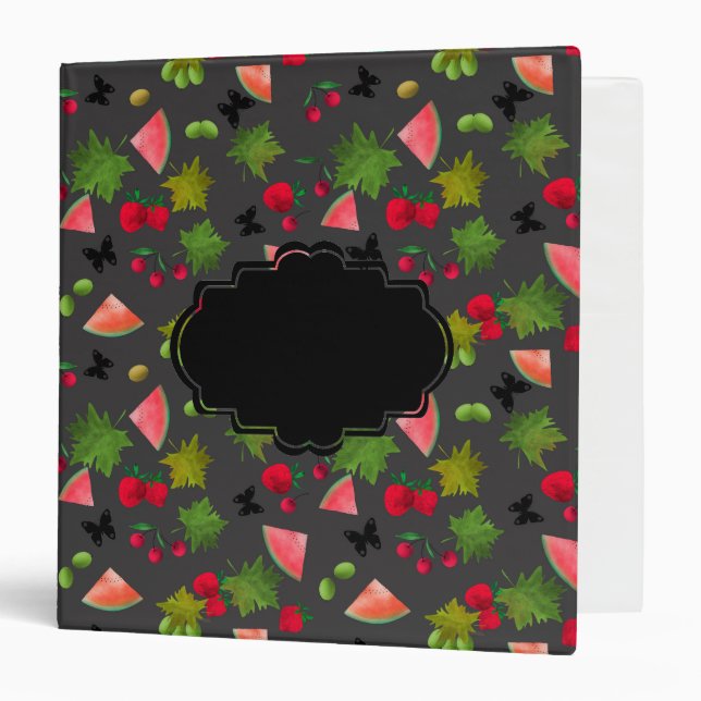 Seamless Fresh Fruits Berries Watercolor Cartoon C Binder (Front/Inside)