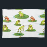 Seamless frogs kitchen towel<br><div class="desc">Illustration of seamless frongs on leaves</div>