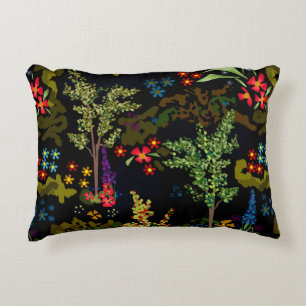 Seamless fun beautiful cute cartoon flowers plants accent pillow
