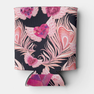 Seamless Gentle Watercolor Valentine's Pattern Can Cooler