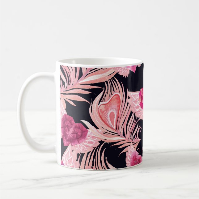 Seamless Gentle Watercolor Valentine's Pattern Coffee Mug (Left)