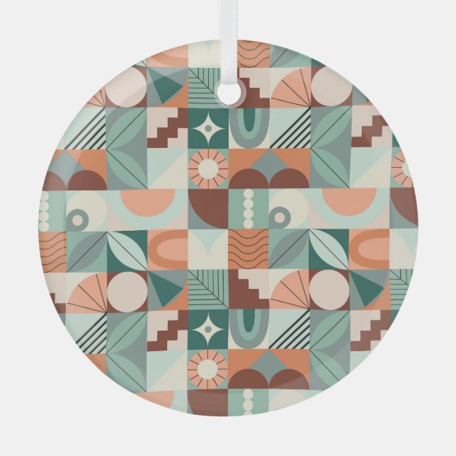 Seamless geometric, abstract mosaic pattern. glass ornament (Front)