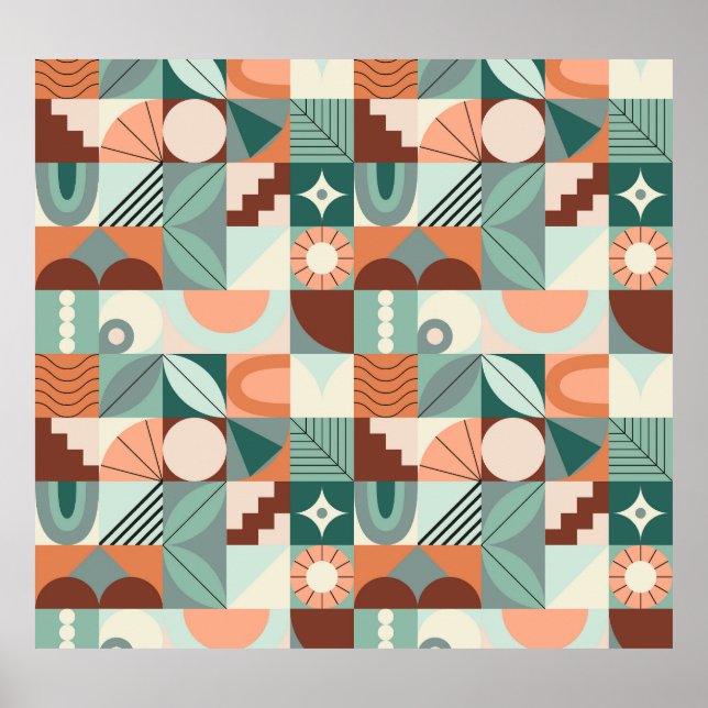 Seamless geometric, abstract mosaic pattern. poster (Front)