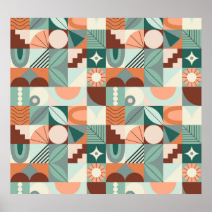 Seamless geometric, abstract mosaic pattern. poster