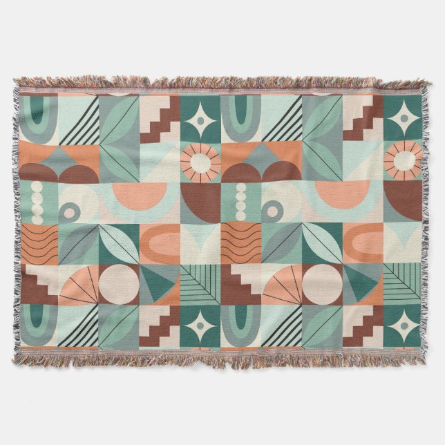 Seamless geometric, abstract mosaic pattern. throw blanket (Front)