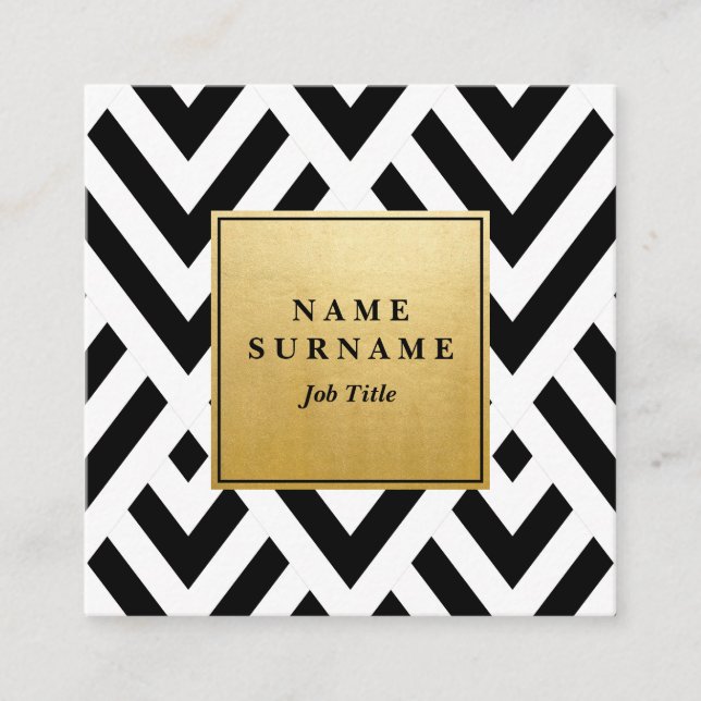 Seamless Geometric B&WPattern Square Business Card (Front)