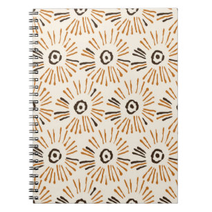 Seamless geometric batik floral pattern on autumn  notebook