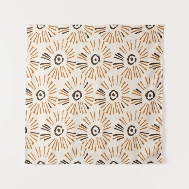 Seamless geometric batik floral pattern on autumn  tapestry (Front)