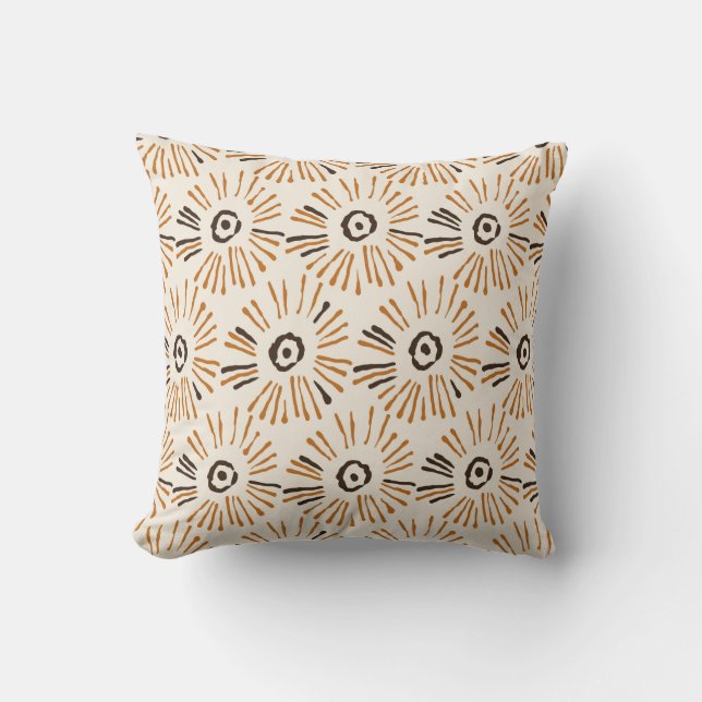 Seamless geometric batik floral pattern on autumn  throw pillow (Front)