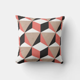 Seamless Geometric Black White Coral 3D Shapes Bro Throw Pillow