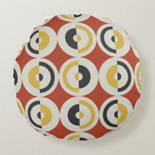 Seamless Geometric Colourful Circles Pattern Round Pillow