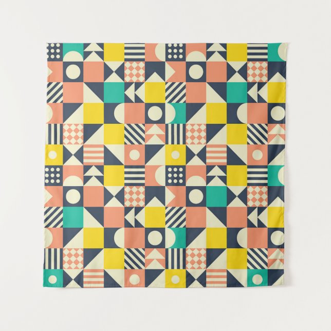 seamless geometric colourful pattern tapestry (Front)