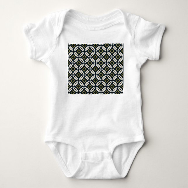 Seamless geometric flowers: colourful pattern. baby bodysuit (Front)