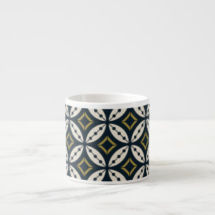 Seamless geometric flowers: colourful pattern. espresso cup