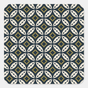 Seamless geometric flowers: colourful pattern. square sticker