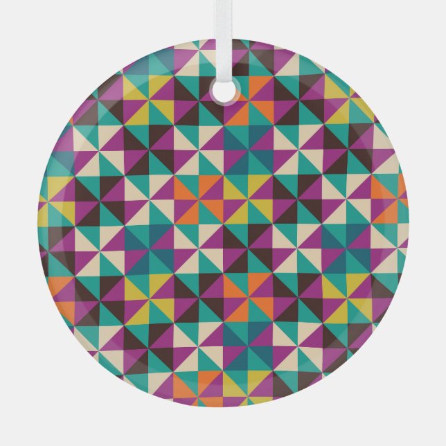 Seamless Geometric, Modern Pattern Design. Glass Ornament (Front)