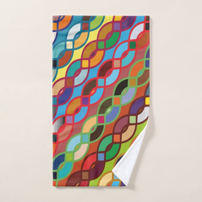 Seamless Geometric Multicolor Chain Pattern Hand Towel (Hand Towel)