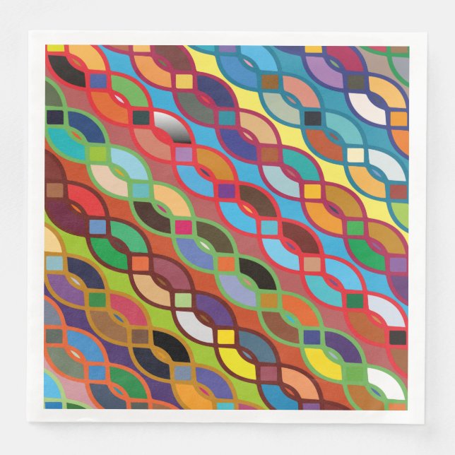 Seamless Geometric Multicolor Chain Pattern Napkin (Front)