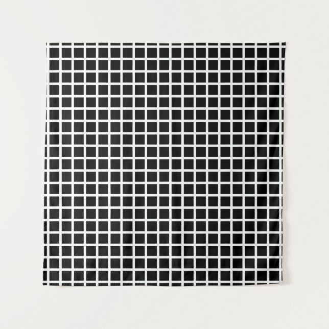 Seamless geometric pattern. Black square on white  Tapestry (Front)