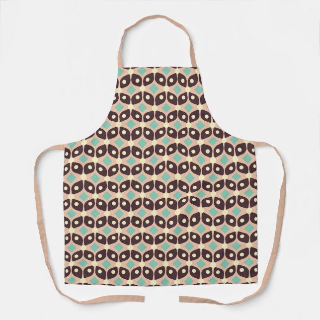 Seamless geometric pattern in dark brown leaf  apron (Front)