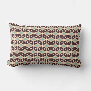 Seamless geometric pattern in dark brown leaf lumbar pillow