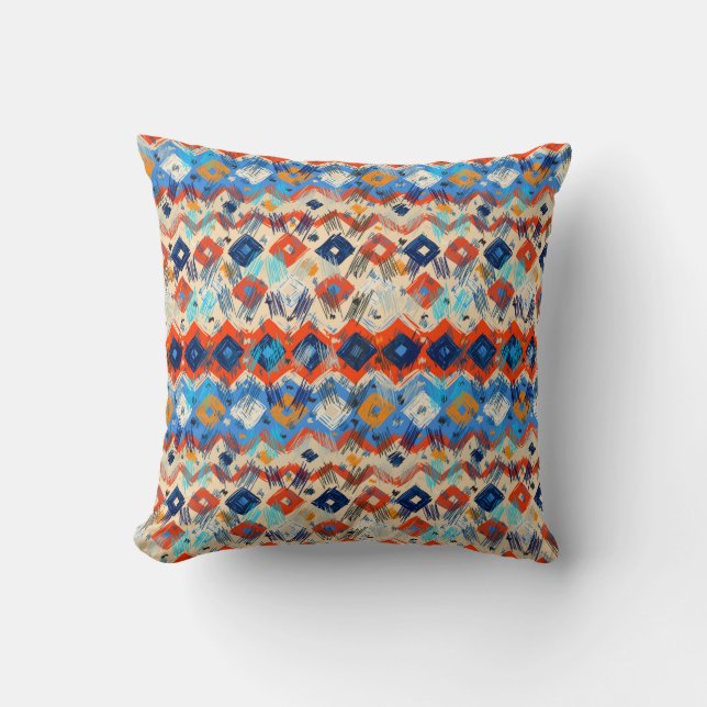 Seamless geometric pattern in ethnic throw pillow (Front)