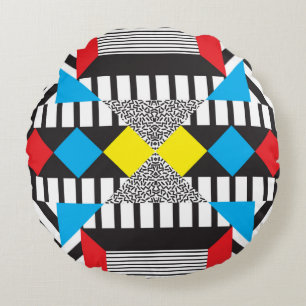Seamless geometric pattern in modern abstract styl round pillow