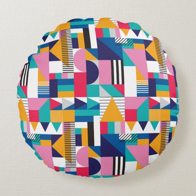 Seamless geometric pattern in modern abstract styl round pillow (Front)