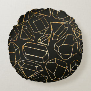 Seamless geometric pattern in retro 80s style. Pop Round Pillow