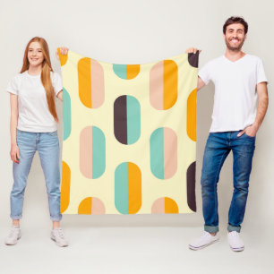 Seamless geometric pattern in retro vibes fleece blanket