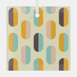 Seamless geometric pattern in retro vibes glass ornament