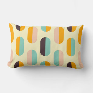 Seamless geometric pattern in retro vibes lumbar pillow